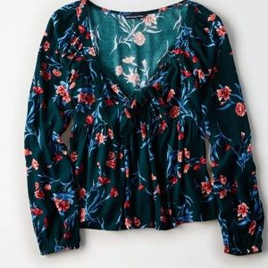 American Eagle Outfitters Tie Front Long Sleeve